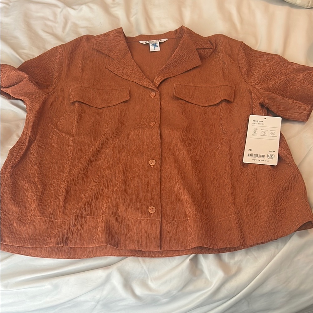 Athleta Rust Button-Up Top